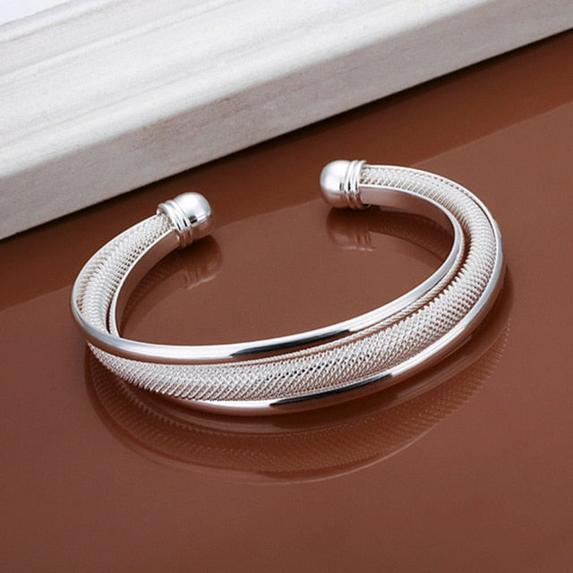 Silver Plated Color Charm Open Bracelet bangle Jewelry For Women 2017 Hot Sales